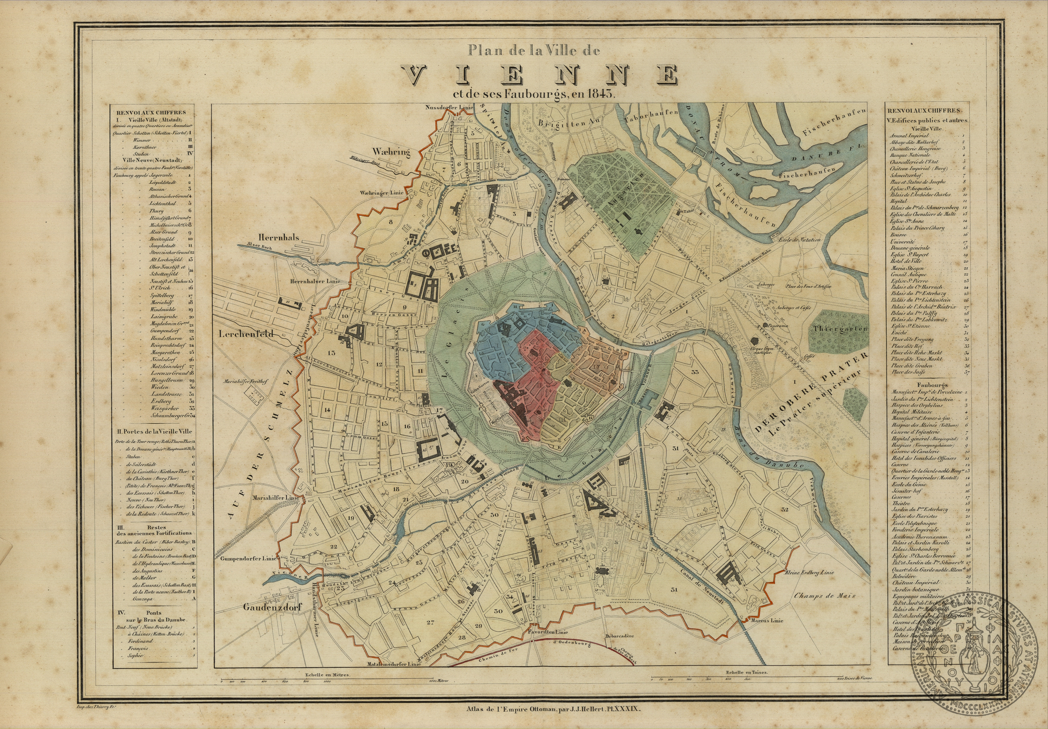 Plan de la ville de Vienne et de ses foubourgs en 1843